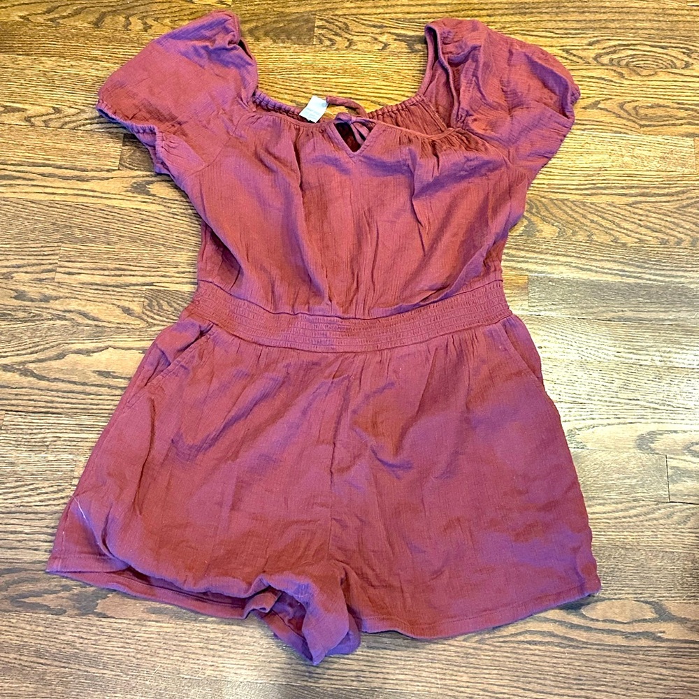 Aerie AE Puff Sleeve Cinched Waist Romper NWT XL